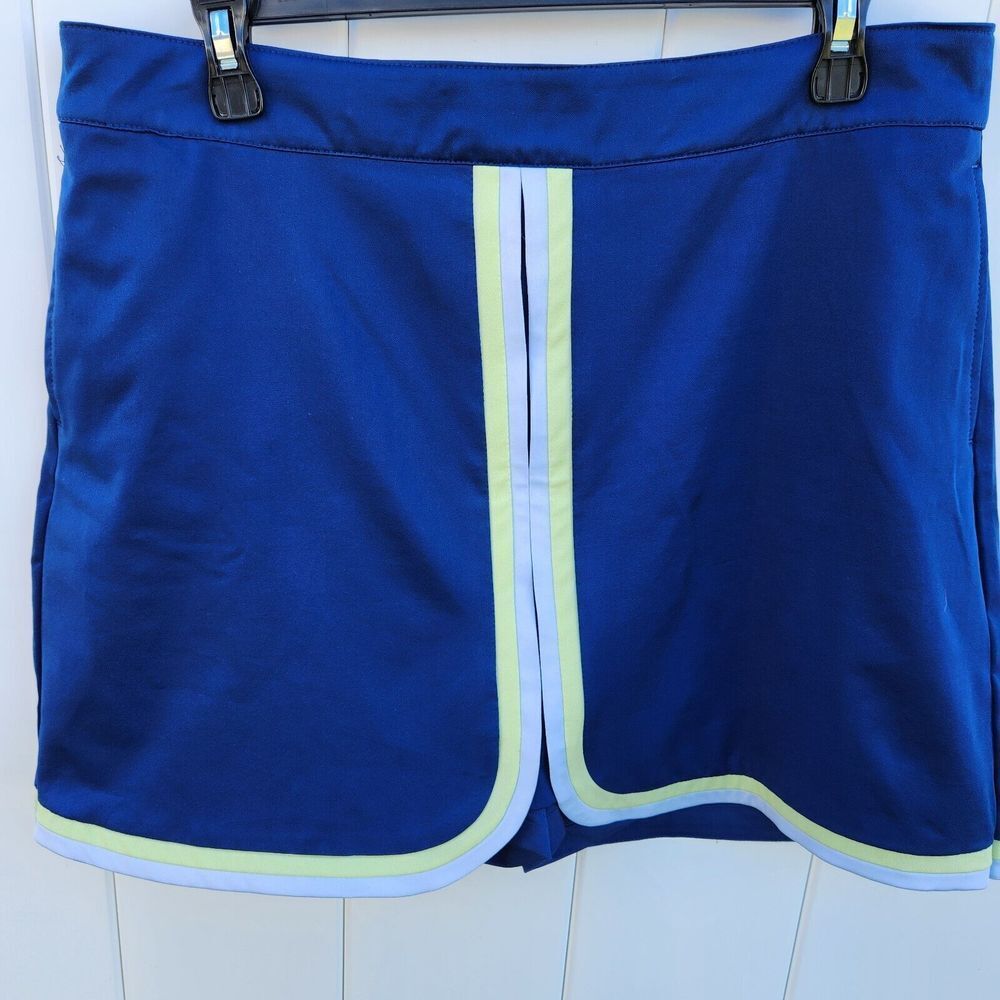 Lady Hagen Sz 12 Womens Golf Skort Skirt Blue Side Pockets Back Pocket Zipper